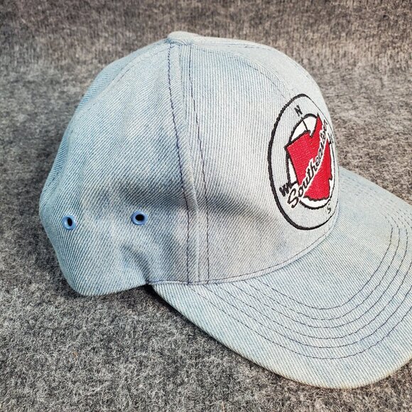 Vtg Southeastern Ohio Denim Snapback Hat Graffiti made USA Flag - Picture 5 of 9